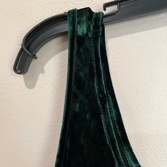 Natural Life Velvet Maxi Dress Size L Green Boho Tiered Tank Holiday Party - Picture 6 of 8
